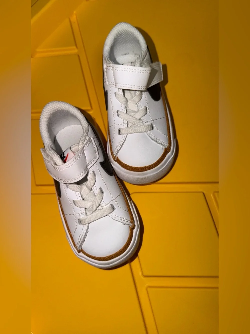 Nike Kids White Sneakers with Brown Trim